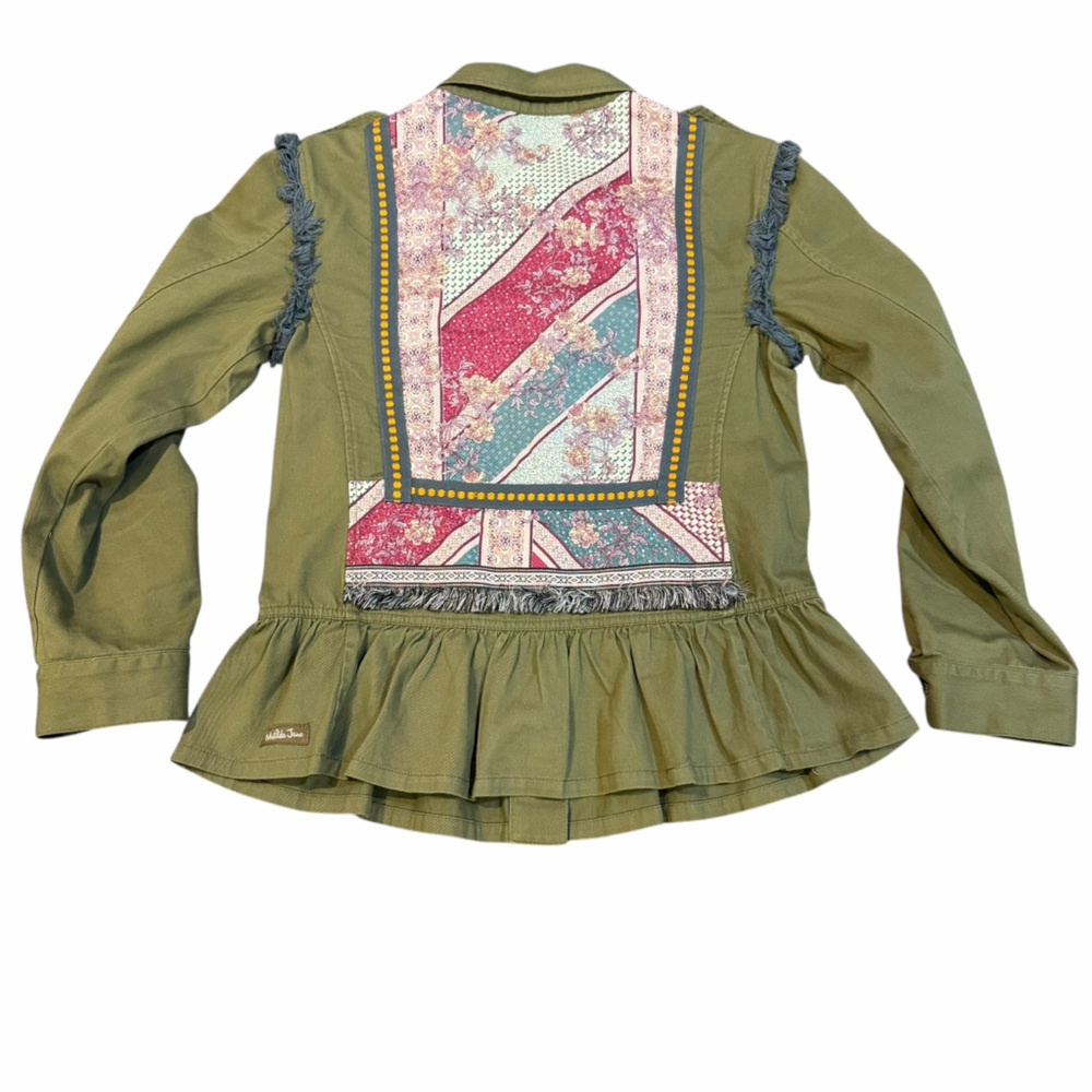Matilda Jane Olive‎ Utility Jacket / Shirt – Size S – Mixed Fabric Panel Back